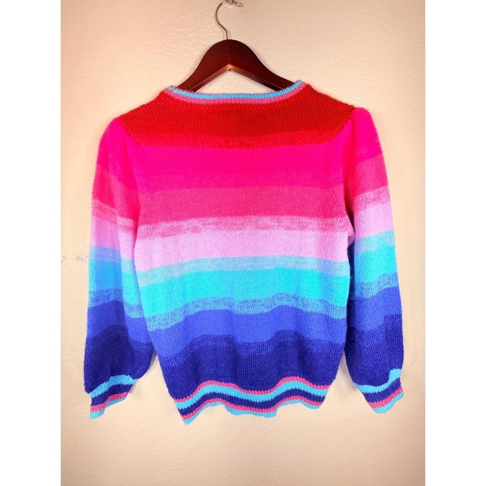 Lilly Pulitzer Hali Ombre Sweater Ruby Red Sunset Stripe Pink Blue Wool Blend M - Picture 5 of 5